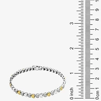 Sparkle Allure Womens Natural White Diamond Accent Pure Silver Over Bronze Heart 7.5 Inch Tennis Bracelet