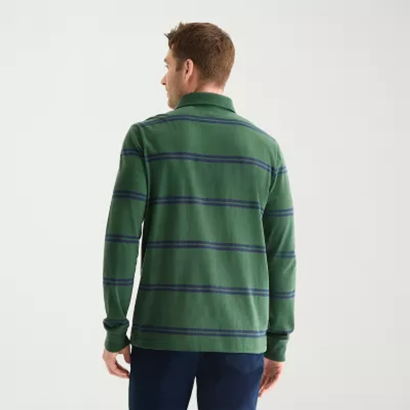 St. John's Bay Super Soft Jersey Mens Classic Fit Long Sleeve Polo Shirt