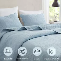 Madison Park Marino 3-Pc Reversible Scalloped Edge Quilt Set