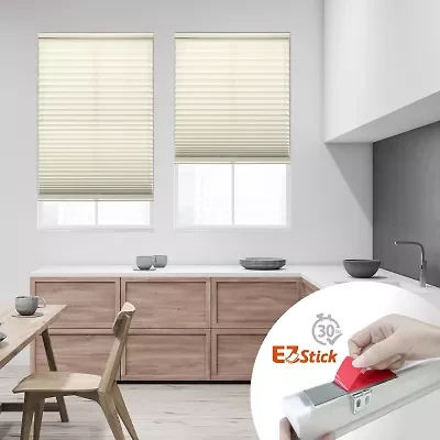 Eco Estates Ez Stick No Tool 1” Cut-to-Width Cordless Light Filtering Pleated Shade