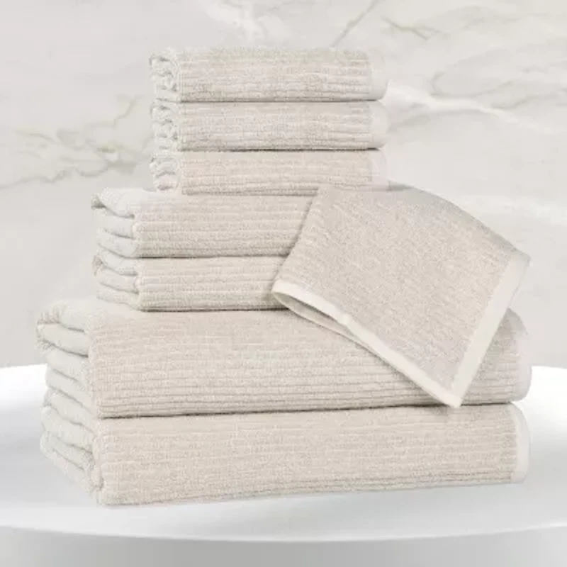 SUPERIOR® Destin Collection | 80% Cotton 20% Viscose 8-pc. Quick Dry Solid Bath Towel Set