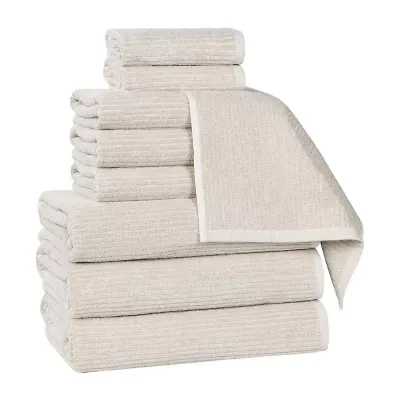 SUPERIOR® Destin Collection | 80% Cotton 20% Viscose 9-pc. Quick Dry Chevron Bath Towel Set