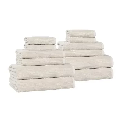 SUPERIOR® Destin Collection | 80% Cotton 20% Viscose 12-pc. Quick Dry Solid Bath Towel Set