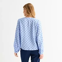 Liz Claiborne Womens V Neck 3/4 Sleeve Tunic Top