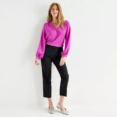 Liz Claiborne Emma Cotton Sateen Womens Ankle Mid Rise Pant