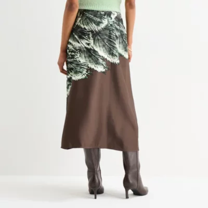 Worthington Womens Midi A-Line Skirt