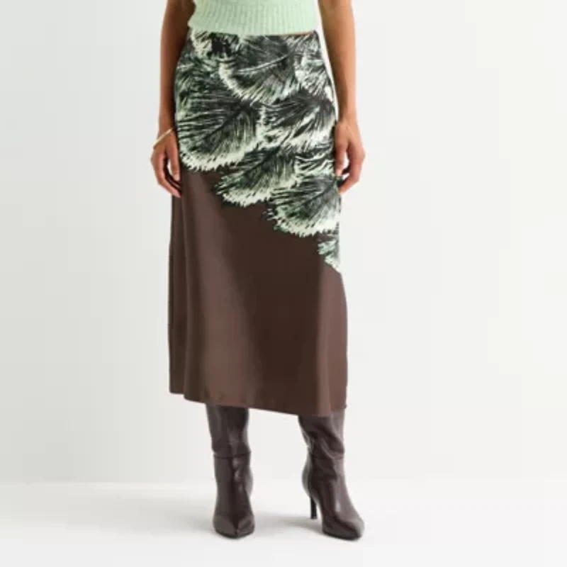 Worthington Womens Midi A-Line Skirt