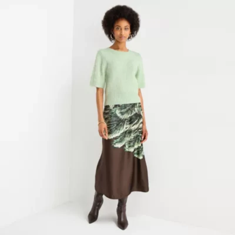 Worthington Womens Midi A-Line Skirt