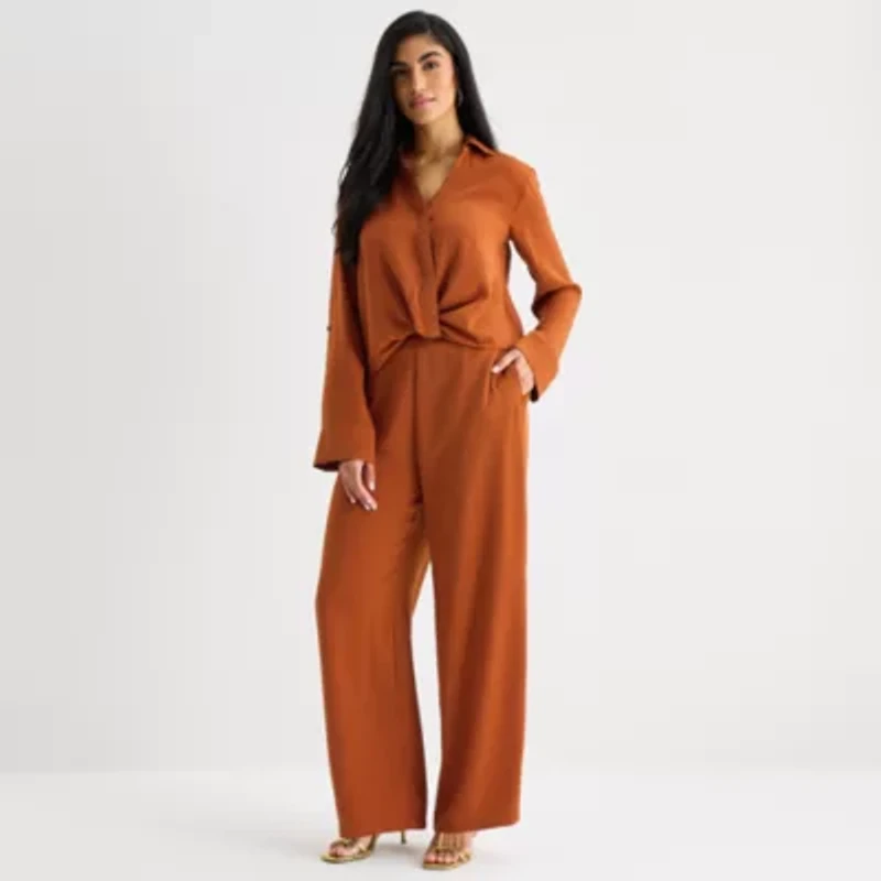 Bold Elements Womens Y Neck Long Sleeve Blouse