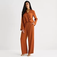 Bold Elements Womens Y Neck Long Sleeve Blouse