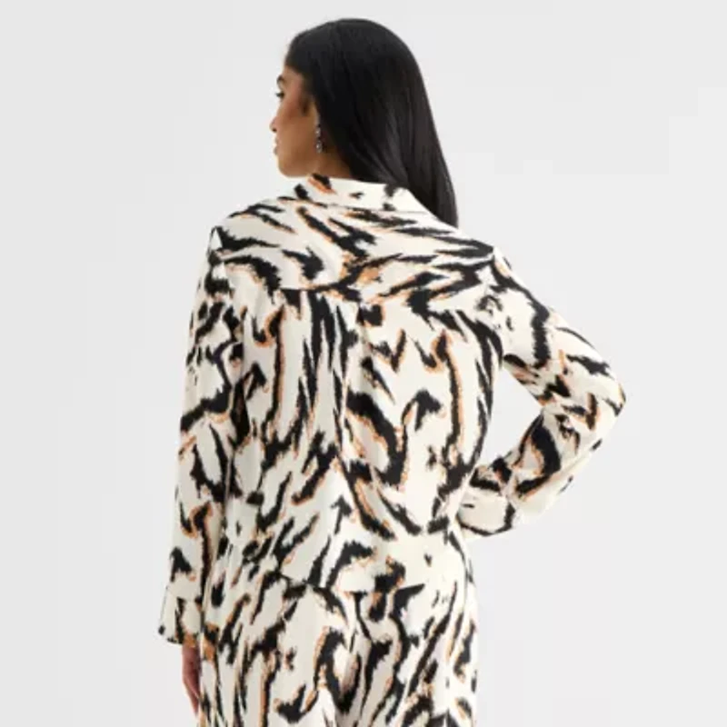 Bold Elements Womens Y Neck Long Sleeve Blouse