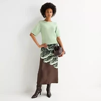 Worthington Womens Crew Neck Short Sleeve Pullover Sweater