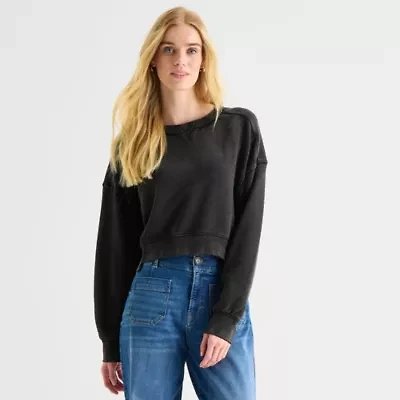 a.n.a Womens Crew Neck Long Sleeve Sweatshirt