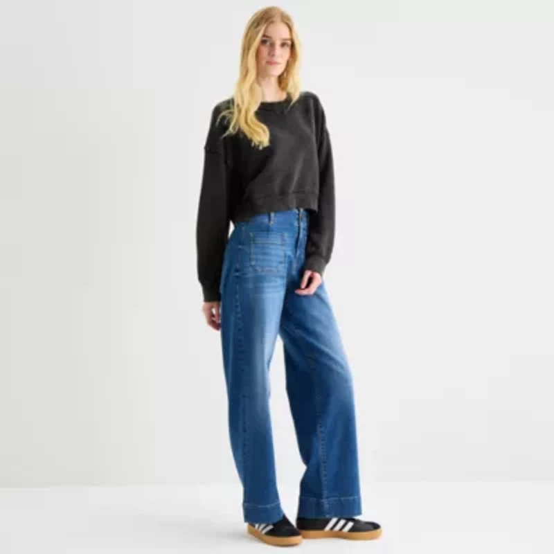 a.n.a Womens Crew Neck Long Sleeve Sweatshirt