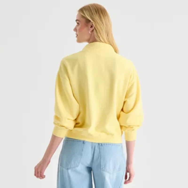 a.n.a Womens Henley Neck Long Sleeve Sweatshirt