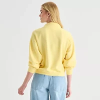 a.n.a Womens Henley Neck Long Sleeve Sweatshirt