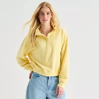 a.n.a Womens Henley Neck Long Sleeve Sweatshirt