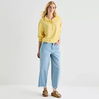 a.n.a Womens Henley Neck Long Sleeve Sweatshirt