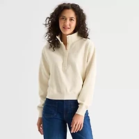 a.n.a Womens Henley Neck Long Sleeve Sweatshirt