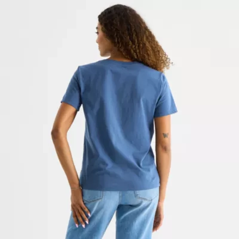 a.n.a Womens Round Neck Short Sleeve T-Shirt