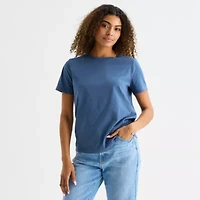 a.n.a Womens Round Neck Short Sleeve T-Shirt