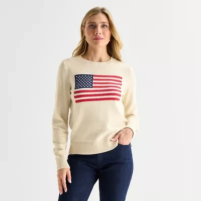 St. John's Bay Womens Crew Neck Long Sleeve Pullover Sweater