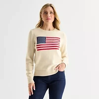 St. John's Bay Womens Crew Neck Long Sleeve Pullover Sweater