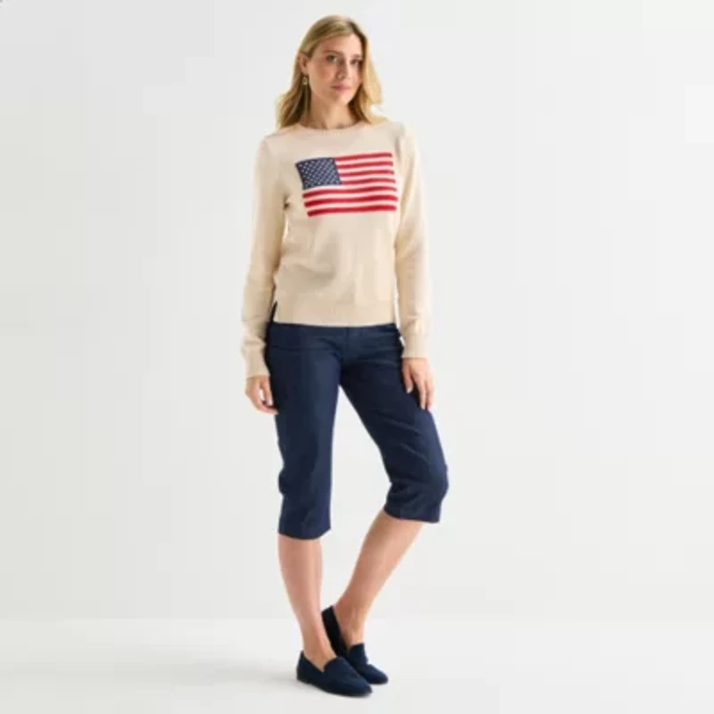 St. John's Bay Womens Crew Neck Long Sleeve Pullover Sweater