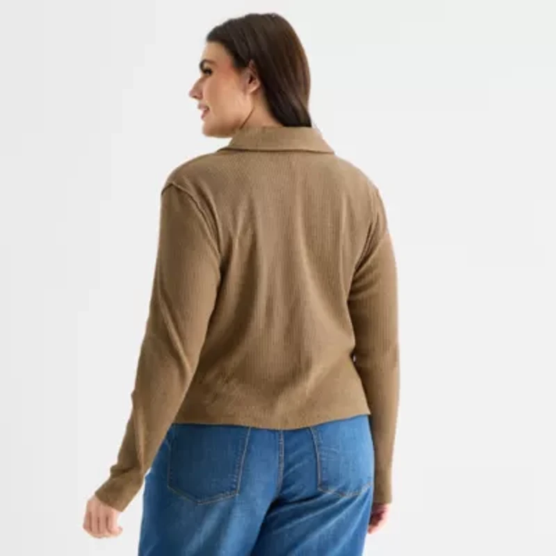 a.n.a Womens Plus Long Sleeve T-Shirt