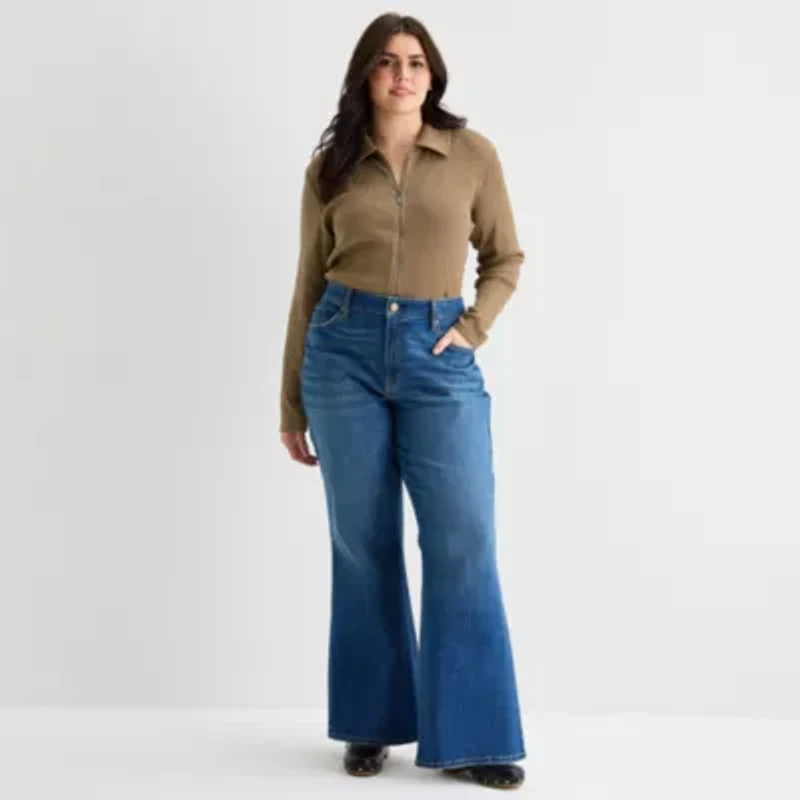 a.n.a Womens Plus Long Sleeve T-Shirt