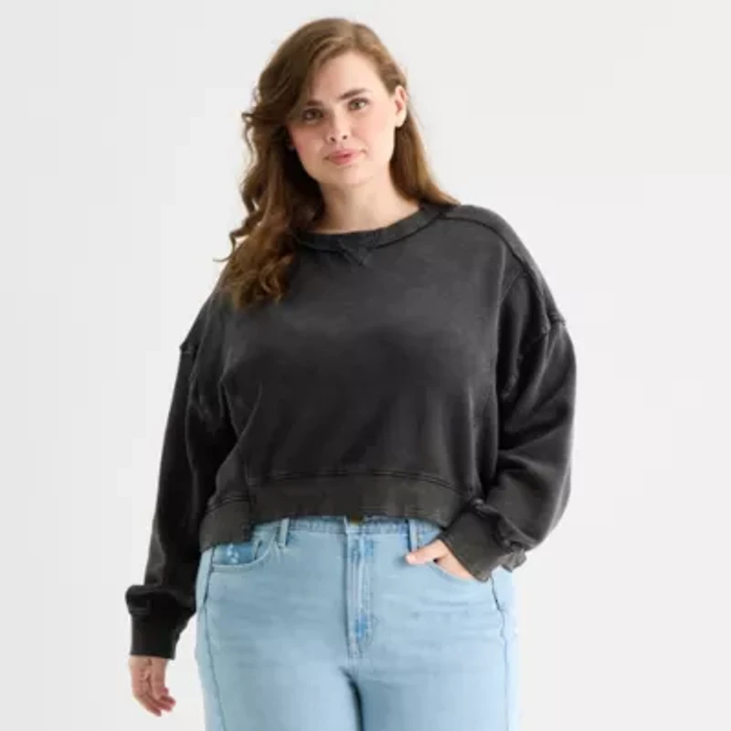 a.n.a Womens Plus Crew Neck Long Sleeve Sweatshirt