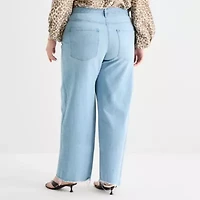 a.n.a Womens Plus Mid Rise Barrel Jean