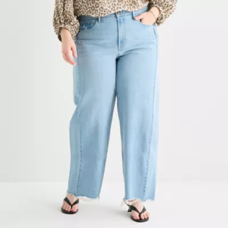 a.n.a Womens Plus Mid Rise Barrel Jean