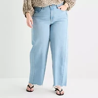 a.n.a Womens Plus Mid Rise Barrel Jean