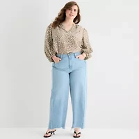 a.n.a Womens Plus Mid Rise Barrel Jean