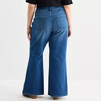 a.n.a Womens Plus Mid Rise Flare Leg Jean