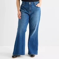 a.n.a Womens Plus Mid Rise Flare Leg Jean