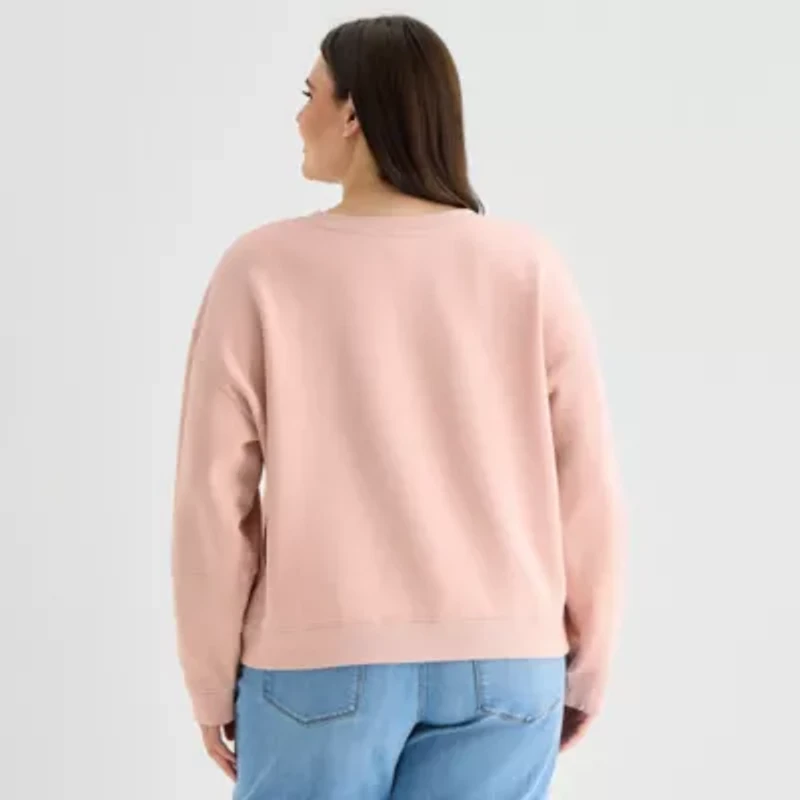 a.n.a Womens Plus Crew Neck Long Sleeve Sweatshirt