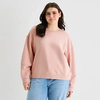 a.n.a Womens Plus Crew Neck Long Sleeve Sweatshirt