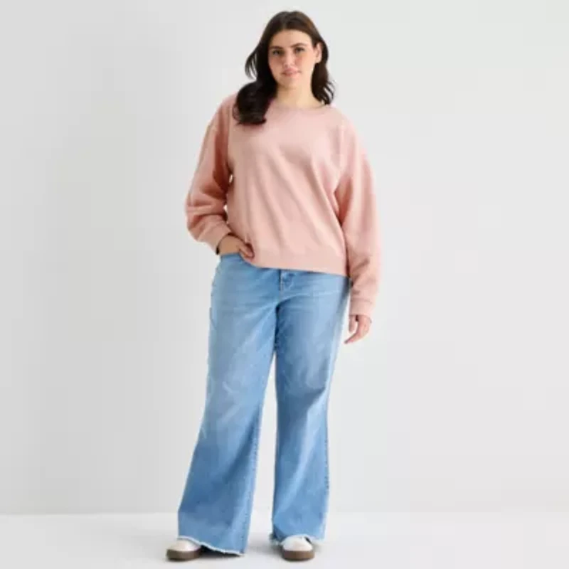 a.n.a Womens Plus Crew Neck Long Sleeve Sweatshirt
