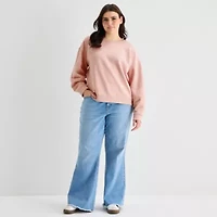 a.n.a Womens Plus Crew Neck Long Sleeve Sweatshirt