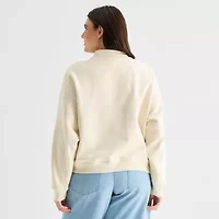 a.n.a Womens Plus Henley Neck Long Sleeve Sweatshirt