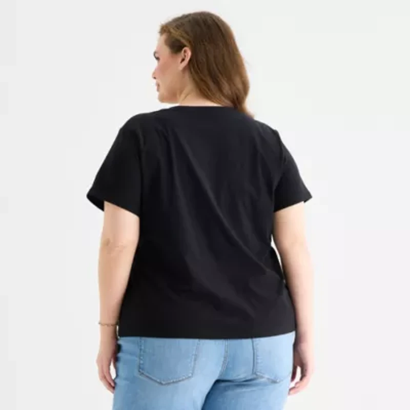 a.n.a Womens Plus V Neck Short Sleeve T-Shirt