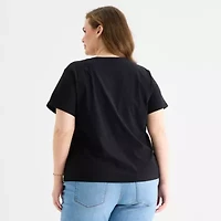 a.n.a Womens Plus V Neck Short Sleeve T-Shirt