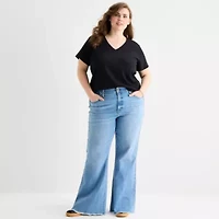 a.n.a Womens Plus V Neck Short Sleeve T-Shirt