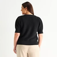 Liz Claiborne Plus Womens Crew Neck Pullover Sweater