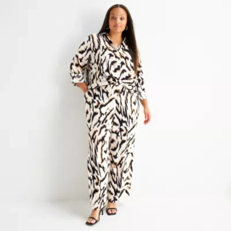 Bold Elements Womens Plus Wide Leg Pull-On Pant