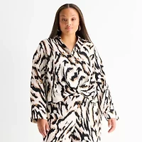 Bold Elements Womens Plus Y Neck Long Sleeve Blouse