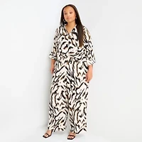 Bold Elements Womens Plus Y Neck Long Sleeve Blouse