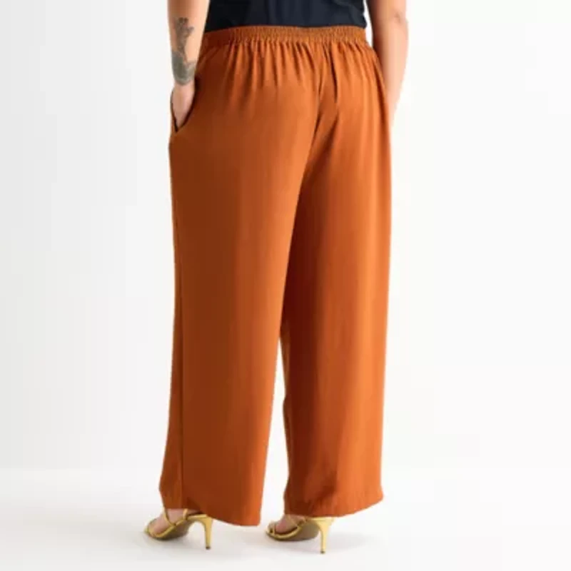 Bold Elements Womens Plus Wide Leg Pull-On Pant